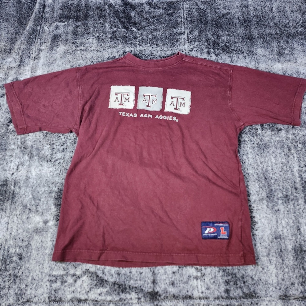 Texas A & M University ATM Aggies Short sleeve t shirt men's‎ large 27L X 21W
